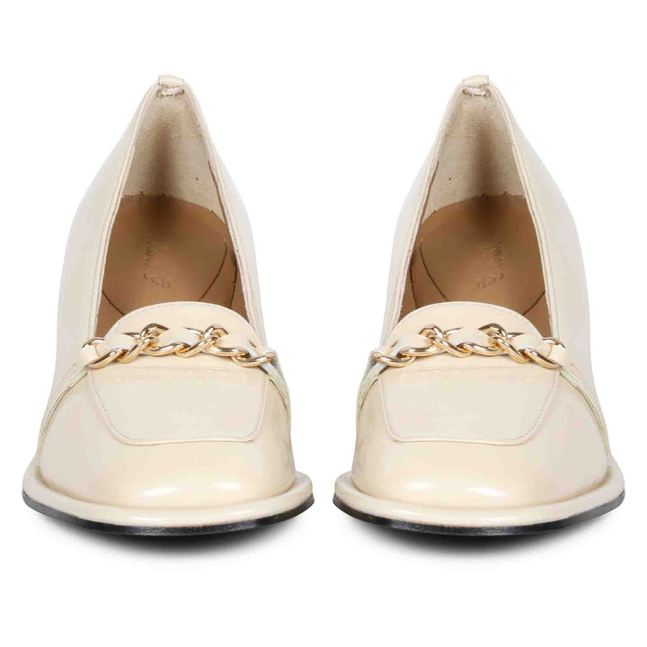 Saint Mirielle Ivory Patent Leather Handcrafted Moccasins