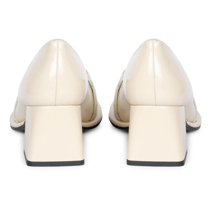 Saint Mirielle Ivory Patent Leather Handcrafted Moccasins