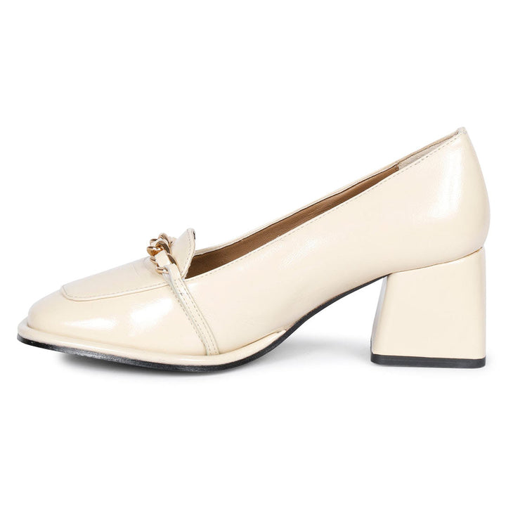 Saint Mirielle Ivory Patent Leather Handcrafted Moccasins
