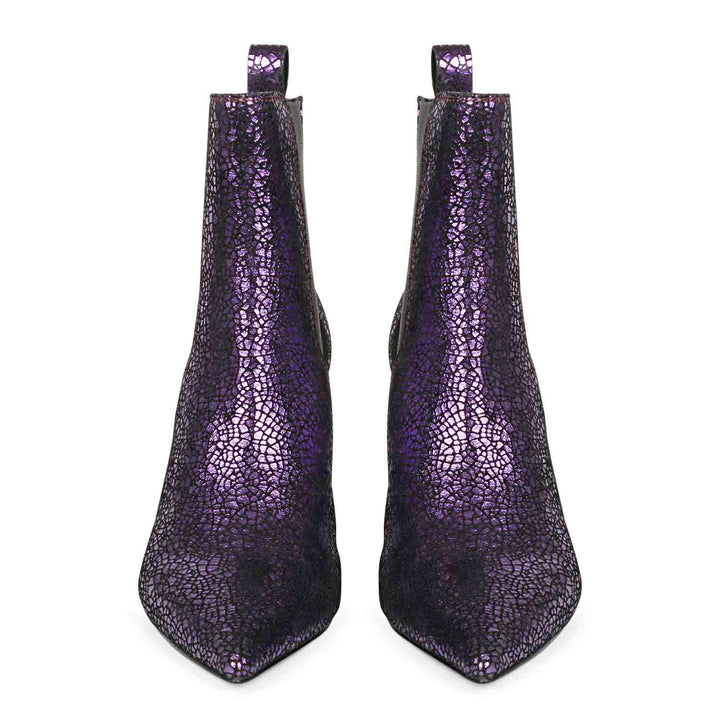 Saint Arely Purple Leather Kitten Heel Boots