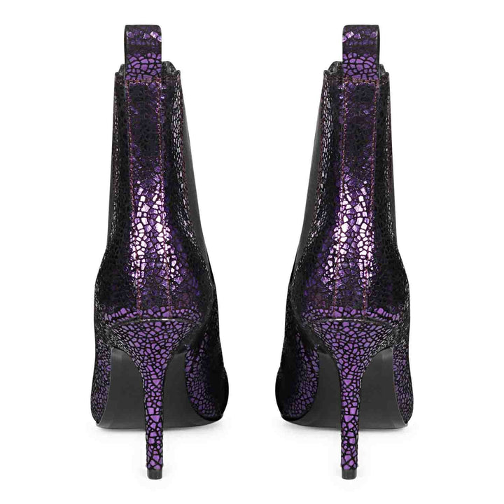 Saint Arely Purple Leather Kitten Heel Boots