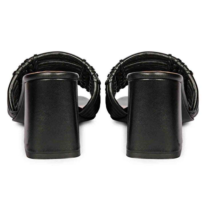 Saint Bethany Strappy Black Leather Block Heels