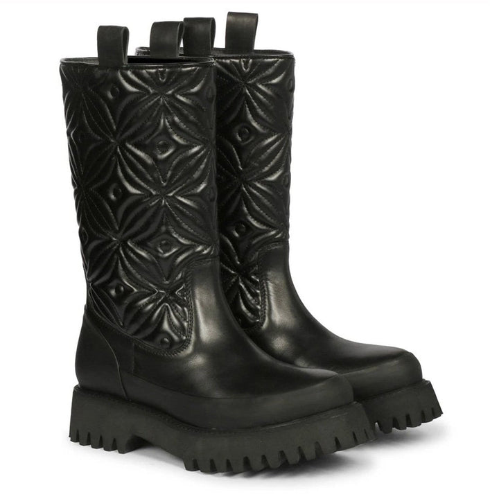 Saint Megan Flower Cushion Quilted Pull On Calf Boots