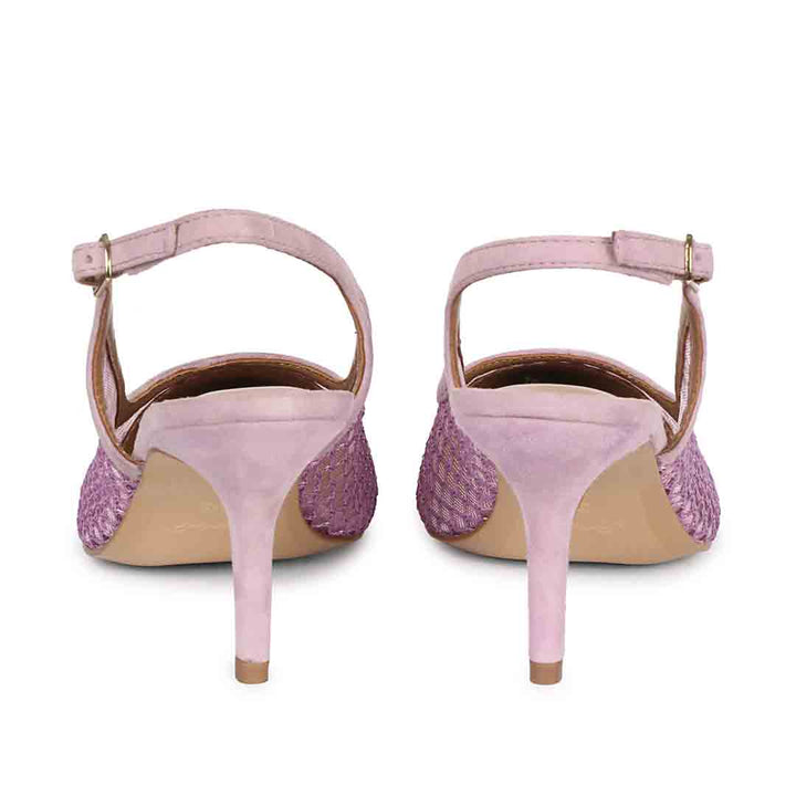 Saint Katy Lilac Leather & Premium Net Slingback Pumps
