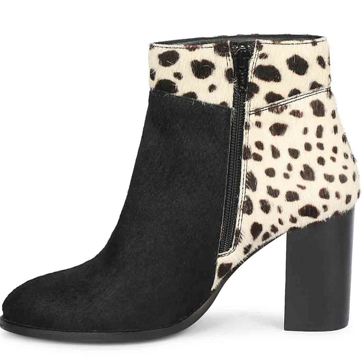 Saint Marin Black Leather Pony Hair Ankle Boots