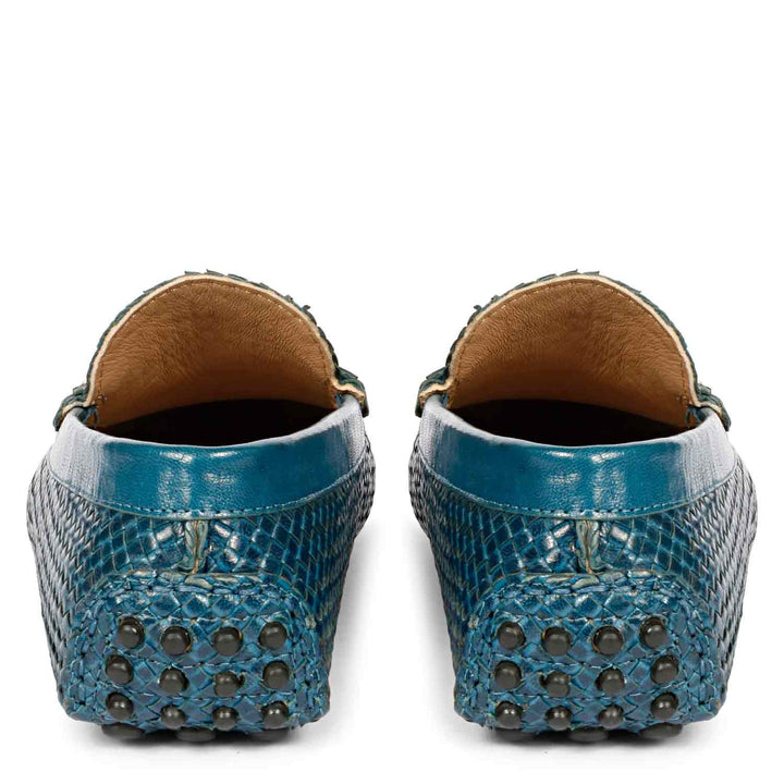 Saint Liana Blue Woven Leather Loafers