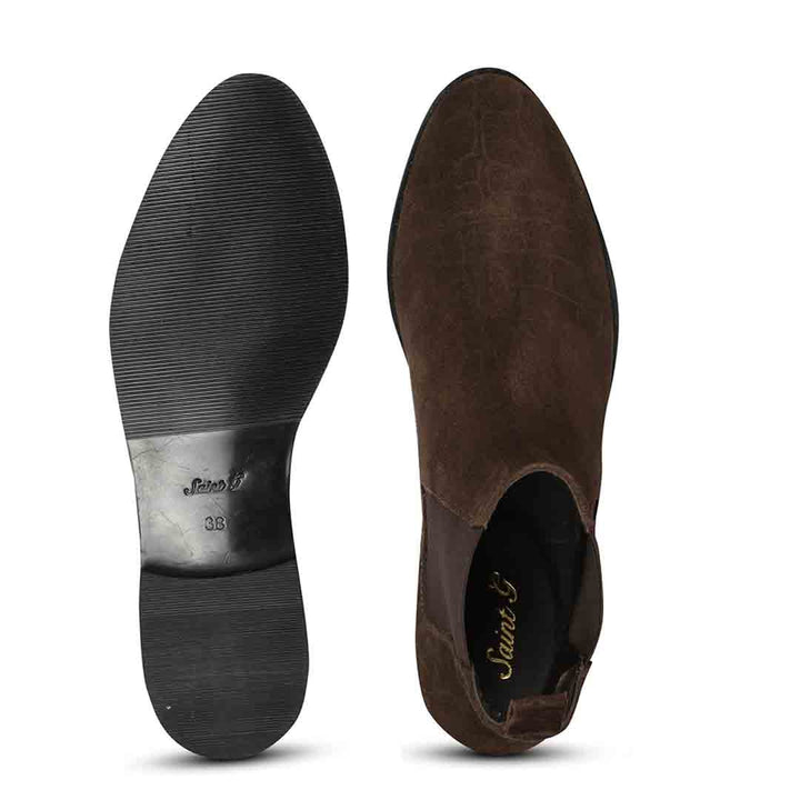 Saint Diane Brown Suede Croco Print Leather Ankle Boots