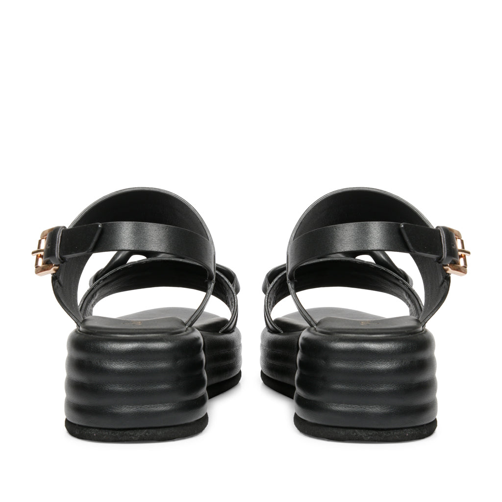 Saint Joelle Link Chain Embellished Black Leather Platform Sandals