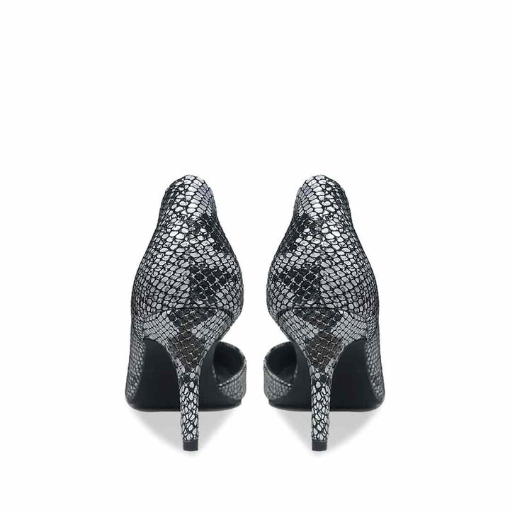 Saint Layla Silver Black Snake Print Leather Pumps