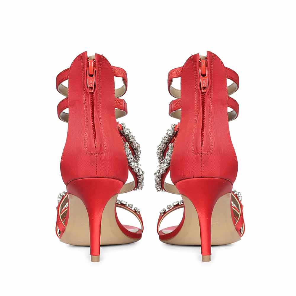 Saint Vittoria Stone Embellished Red Strappy Stilettos