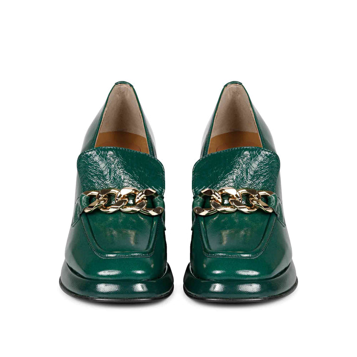 Saint Benoîte Green Patent Leather Handcrafted Moccasins