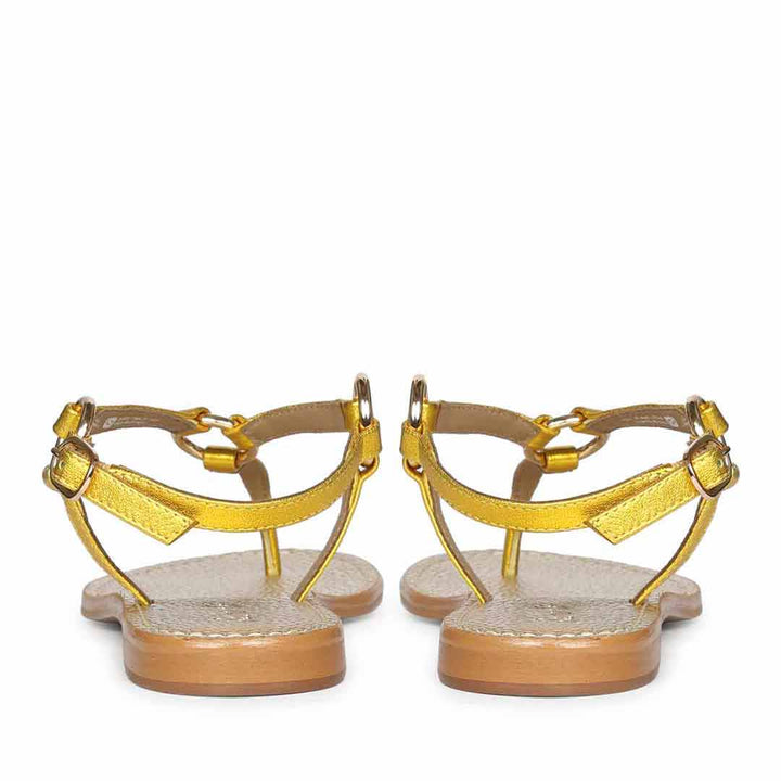 Saint Coretta O-Ring Yellow Metallic Leather Sandals