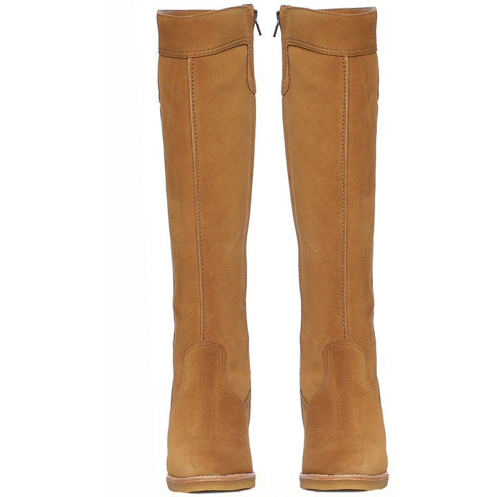 Saint Carina Camel Suede Leather Knee High Wedge Heel boots