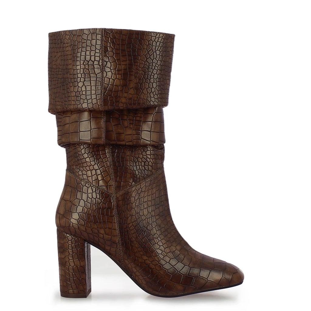 Saint Emily Brown Vegan Leather Knee High Boots - SaintG UK