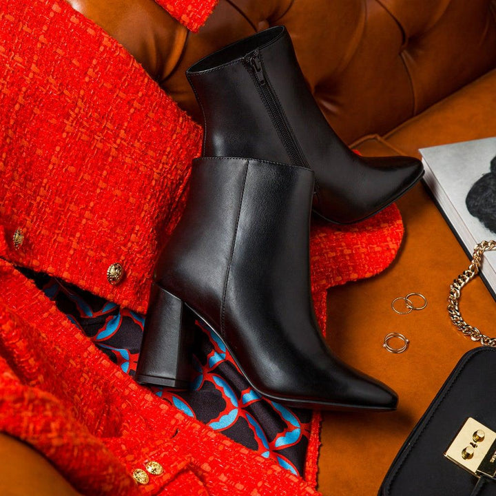 Saint Alexa Black Leather Ankle Boots - SaintG UK