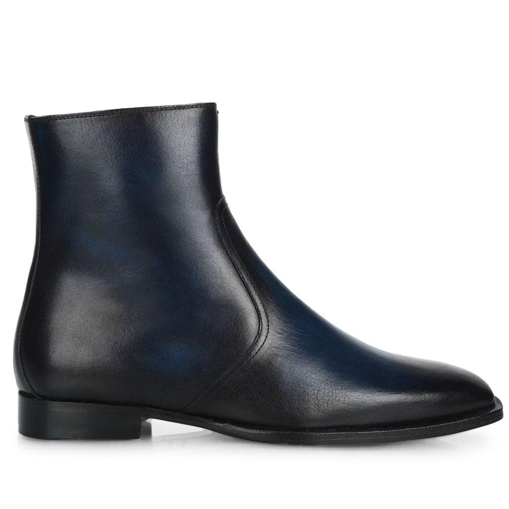 Blue leather shop ankle boots uk