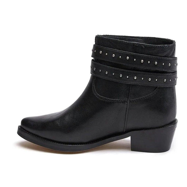 Saint Adrienne Embellished Strap Leather Ankle Boot - SaintG UK