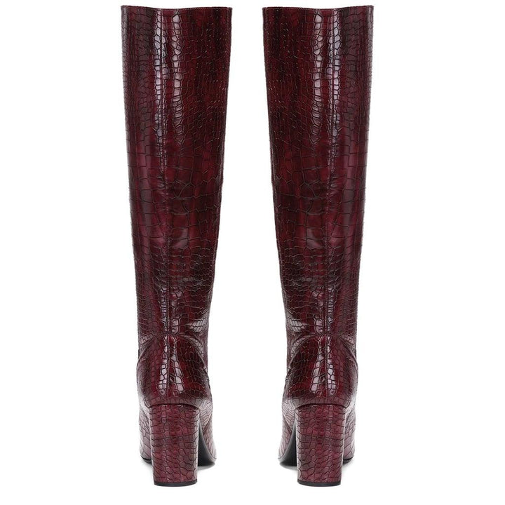Saint Emily Burgundy Vegan Leather Knee High Boots - SaintG UK