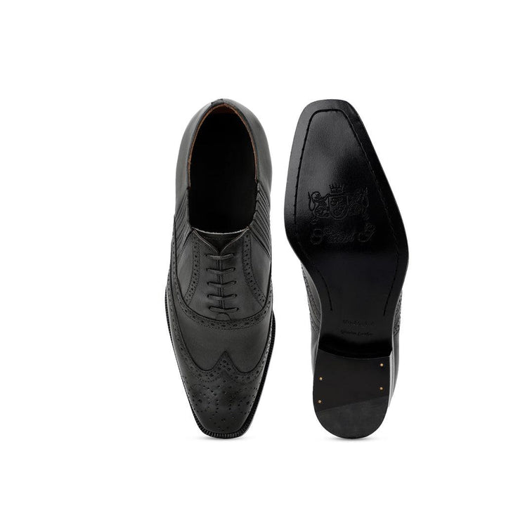 Saint Vincenzo Grey Leather Square Toe Lace Up Décor Shoes - SaintG UK