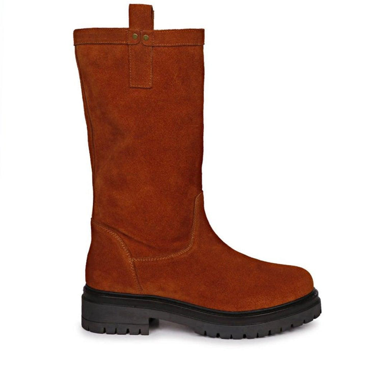 Alexandra Cuoio Suede Leather Pull On Calf Boots - SaintG UK