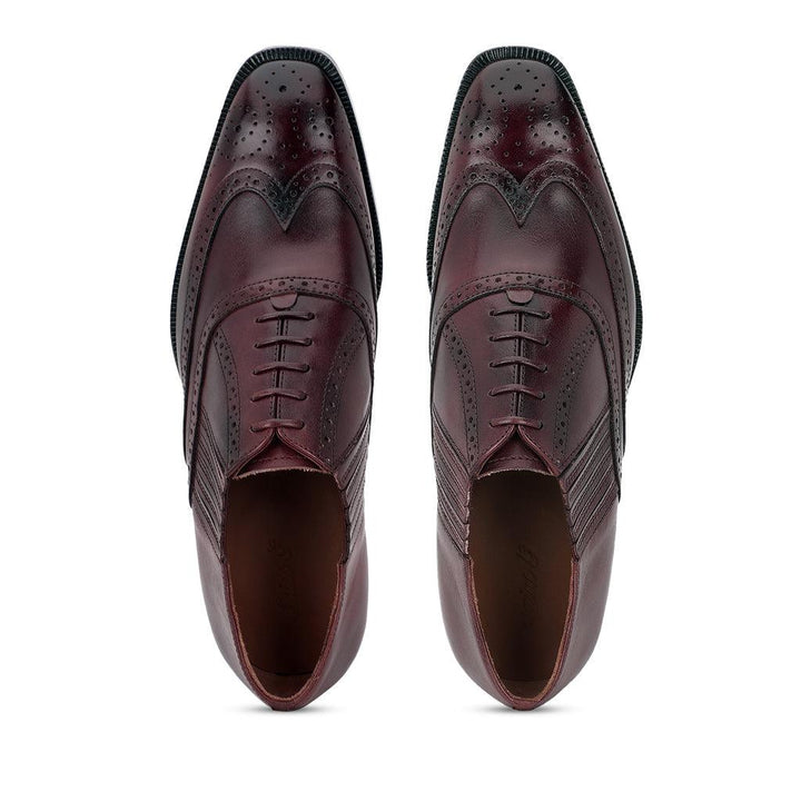 Saint Vincenzo Brown Leather Square Toe Lace Up Décor Shoes - SaintG UK