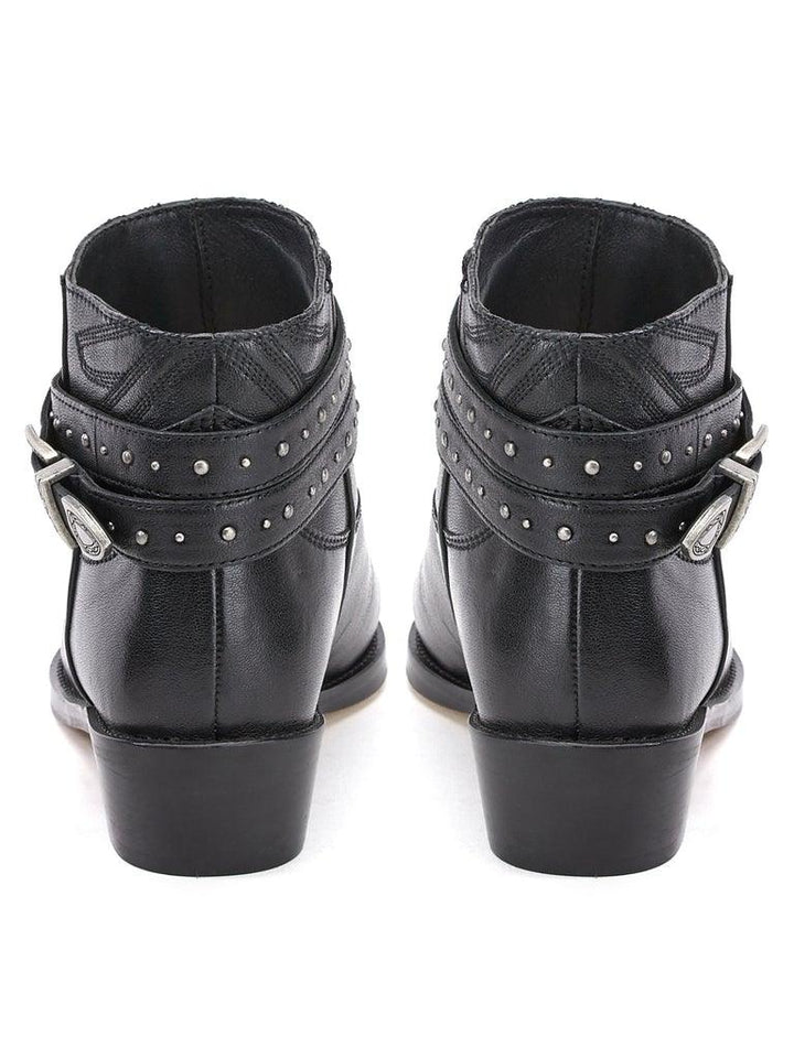 Saint Adrienne Embellished Strap Leather Ankle Boot - SaintG UK