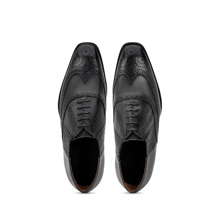 Saint Vincenzo Grey Leather Square Toe Lace Up Décor Shoes - SaintG UK