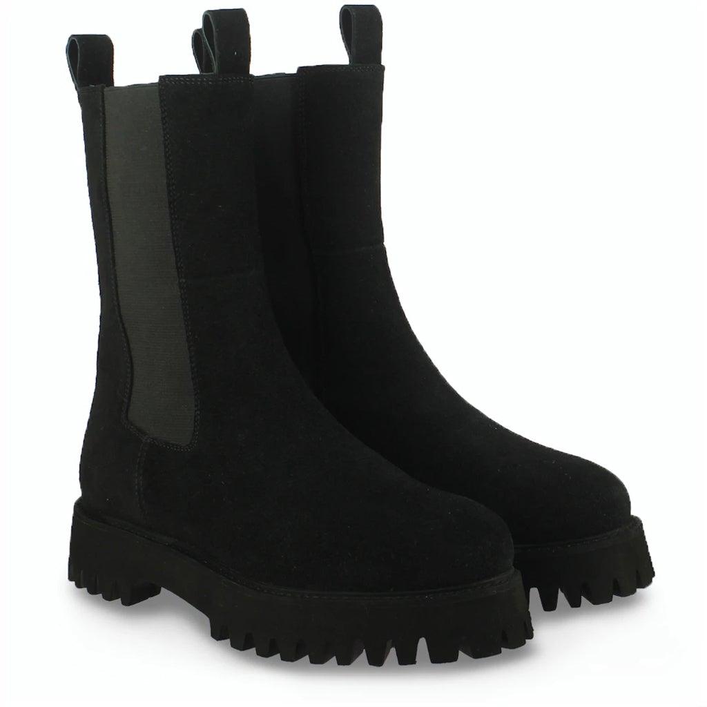 Saint Paolina Black Suede Leather High Ankle Boots - SaintG UK