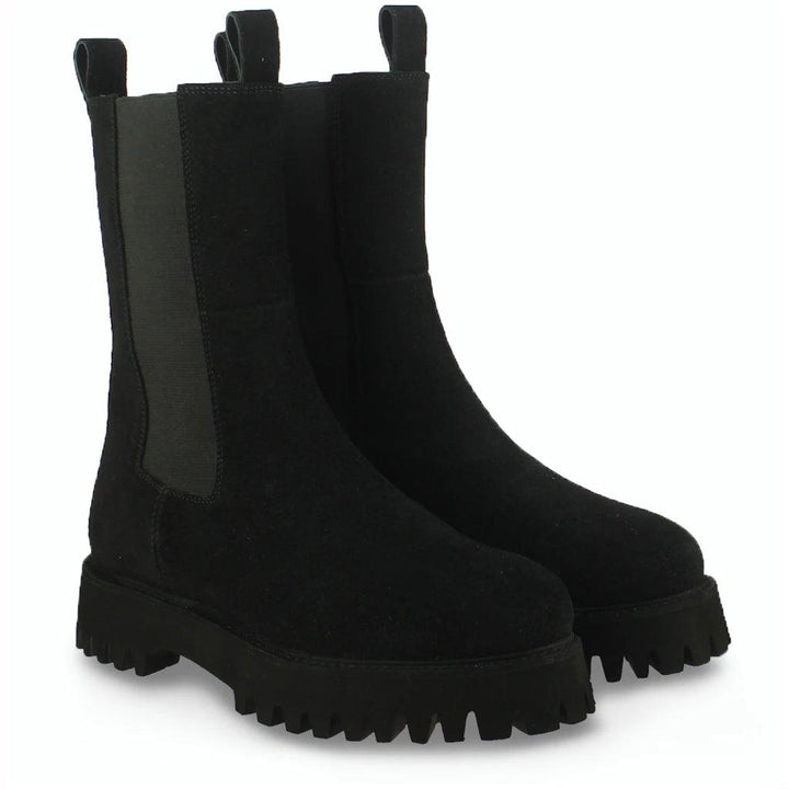 Saint Paolina Black Suede Leather High Ankle Boots - SaintG UK