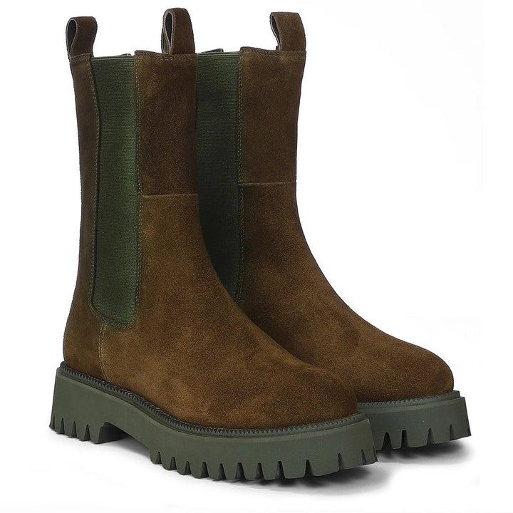 Saint Paolina Bosco Green Suede Leather Boots - SaintG UK