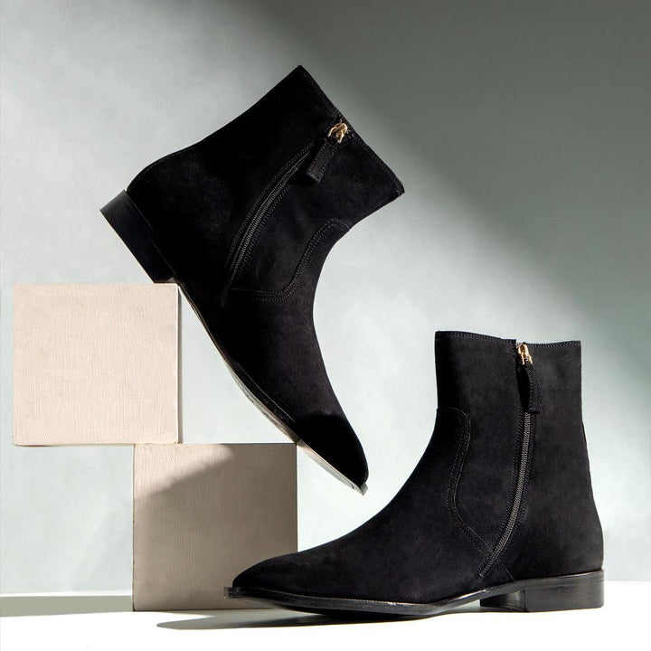 Saint Amorino Black Nubuck Leather Ankle Boots - SaintG UK
