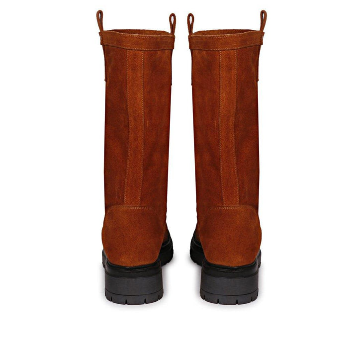 Alexandra Cuoio Suede Leather Pull On Calf Boots - SaintG UK