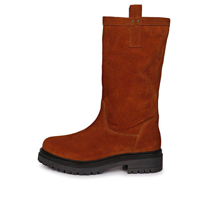 Alexandra Cuoio Suede Leather Pull On Calf Boots - SaintG UK