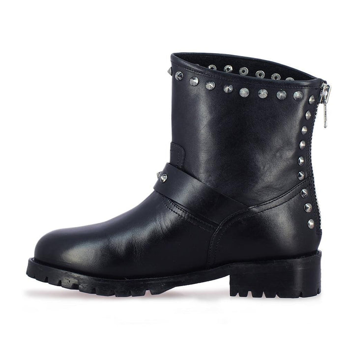 Saint Adelina Metal Studded Black Leather Ankle Boots - SaintG UK