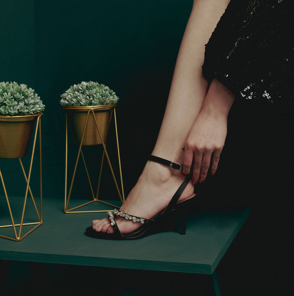 Studded Black Leather Stilettos and Pumps
