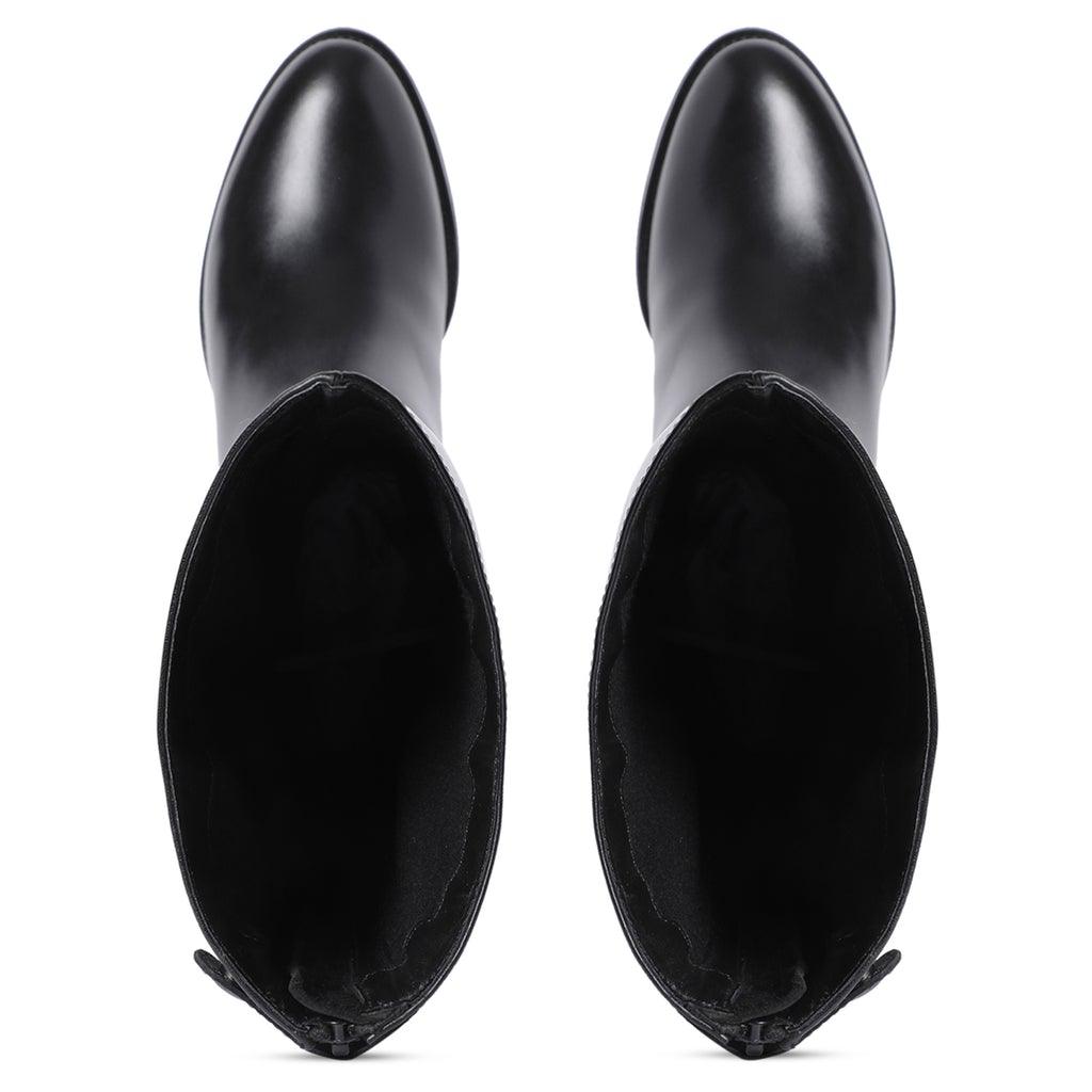 Saint Stella Black Leather Knee High Boots - SaintG UK