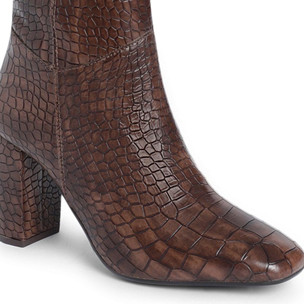 Saint Emily Brown Vegan Leather Knee High Boots - SaintG UK