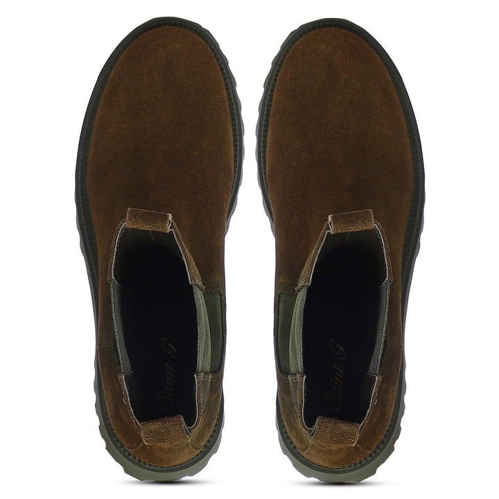 Saint Paolina Bosco Green Suede Leather Boots - SaintG UK