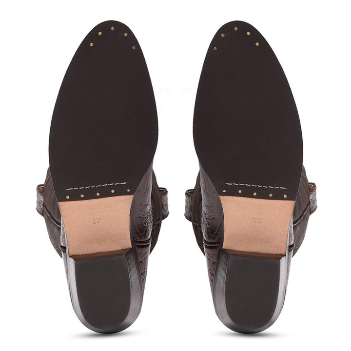 Saint Trinity Brown Patent Leather cowboy Calf Boots - SaintG UK