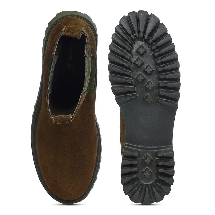 Saint Paolina Bosco Green Suede Leather Boots - SaintG UK