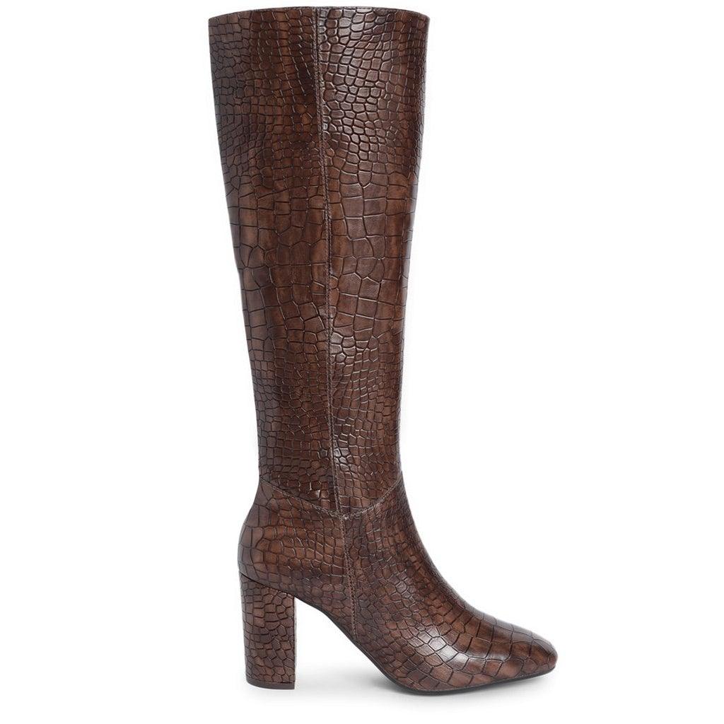 Saint Emily Brown Vegan Leather Knee High Boots - SaintG UK