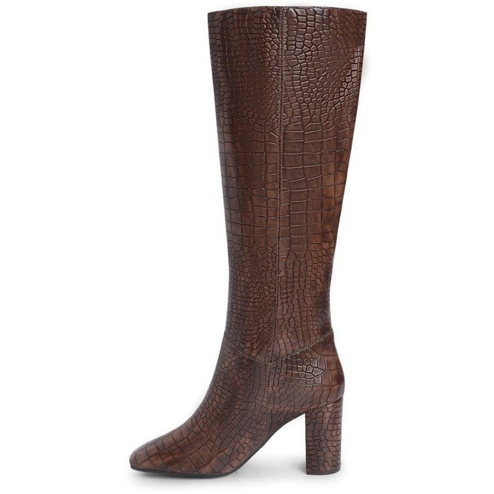 Saint Emily Brown Vegan Leather Knee High Boots - SaintG UK