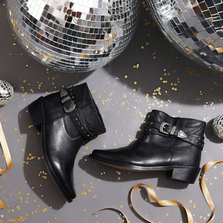 Saint Adrienne Embellished Strap Leather Ankle Boot - SaintG UK