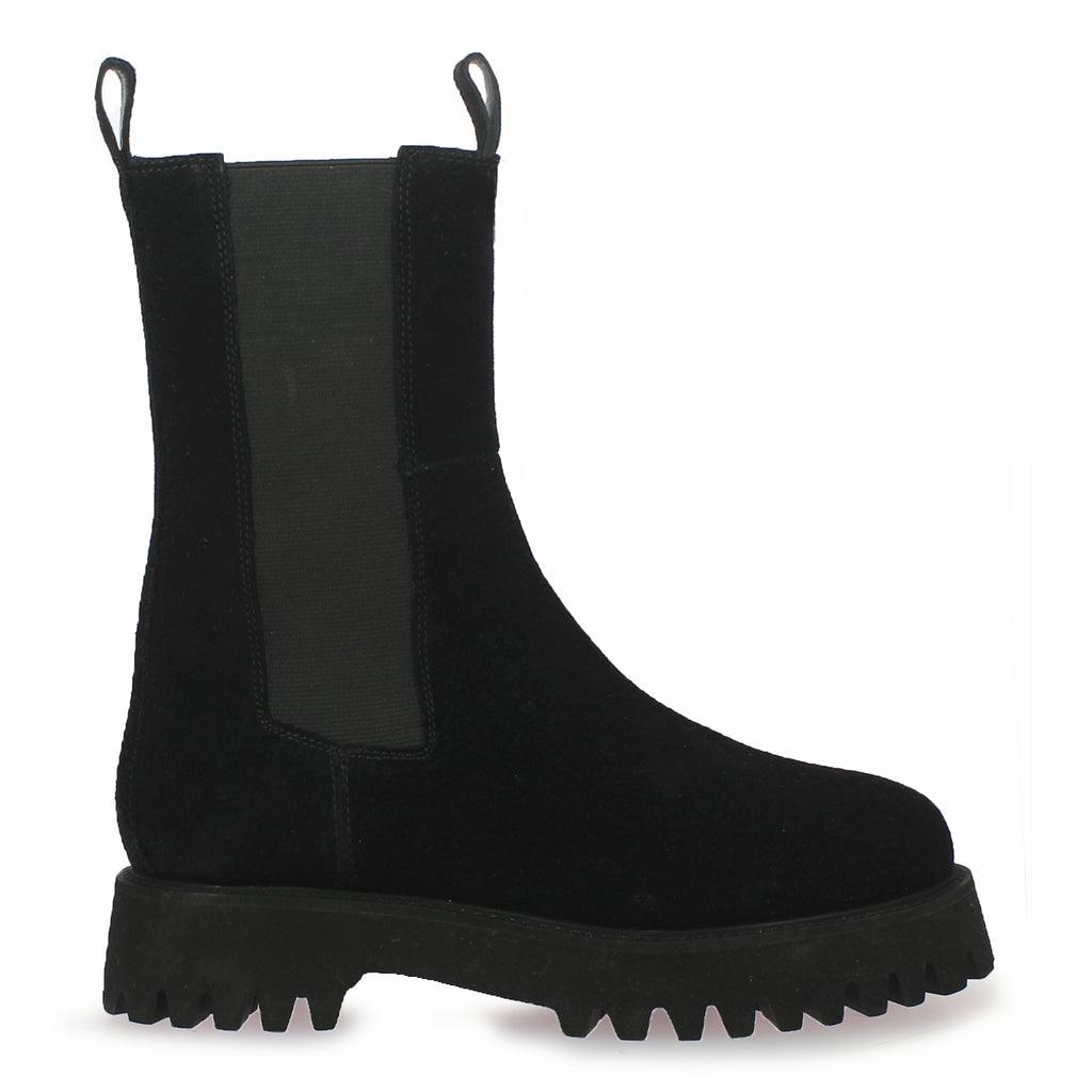 Saint Paolina Black Suede Leather High Ankle Boots - SaintG UK