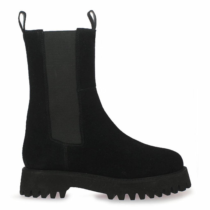 Saint Paolina Black Suede Leather High Ankle Boots - SaintG UK