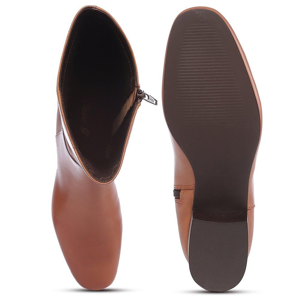 Saint Ivanna Tan Leather Knee High Boots - SaintG UK