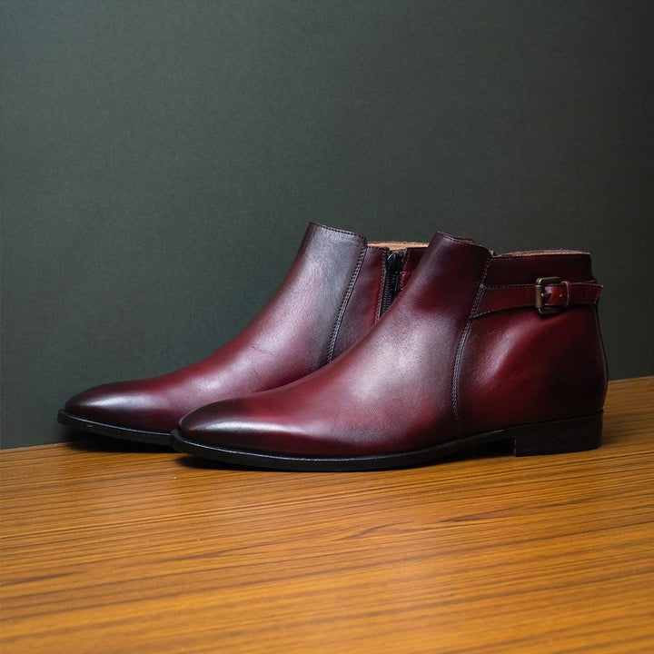 Saint Roger Red Leather Ankle Boot - SaintG UK