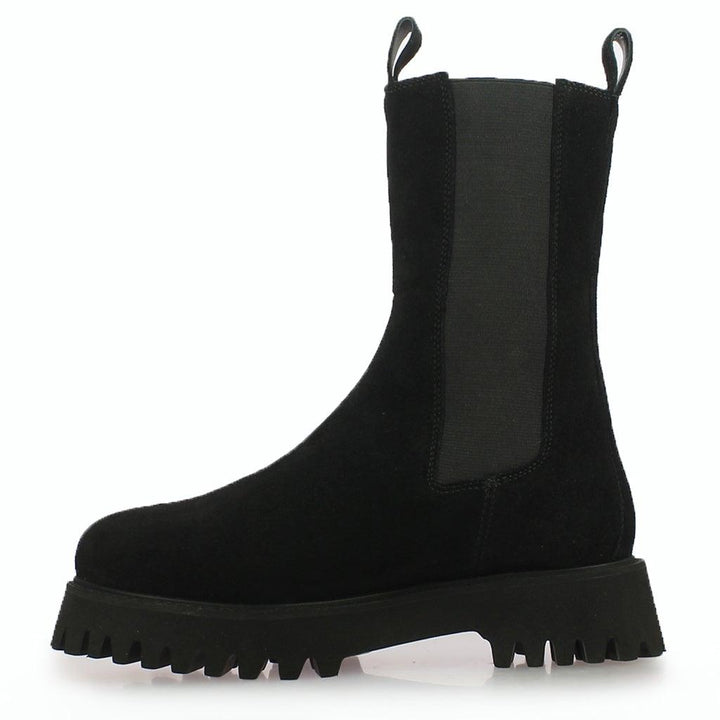 Saint Paolina Black Suede Leather High Ankle Boots - SaintG UK