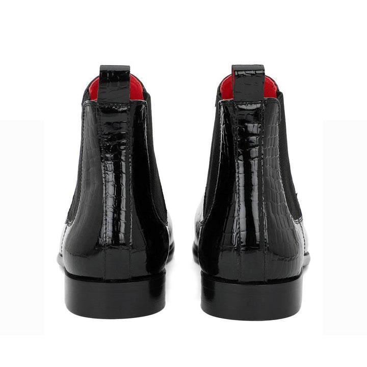 Saint Eadred Black Croco Patent Shiny Leather Chelsea boot - SaintG UK