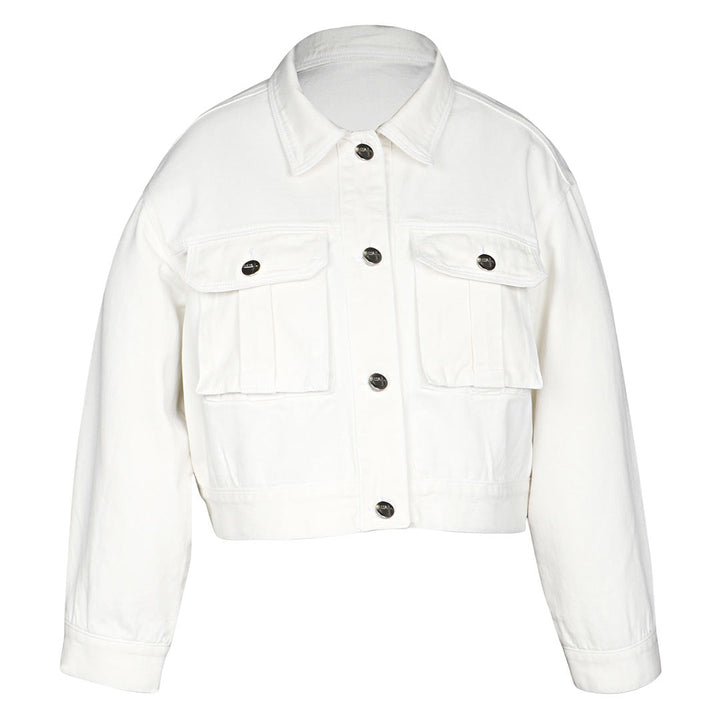 Saint Siena White Leather Women Collar Jackets